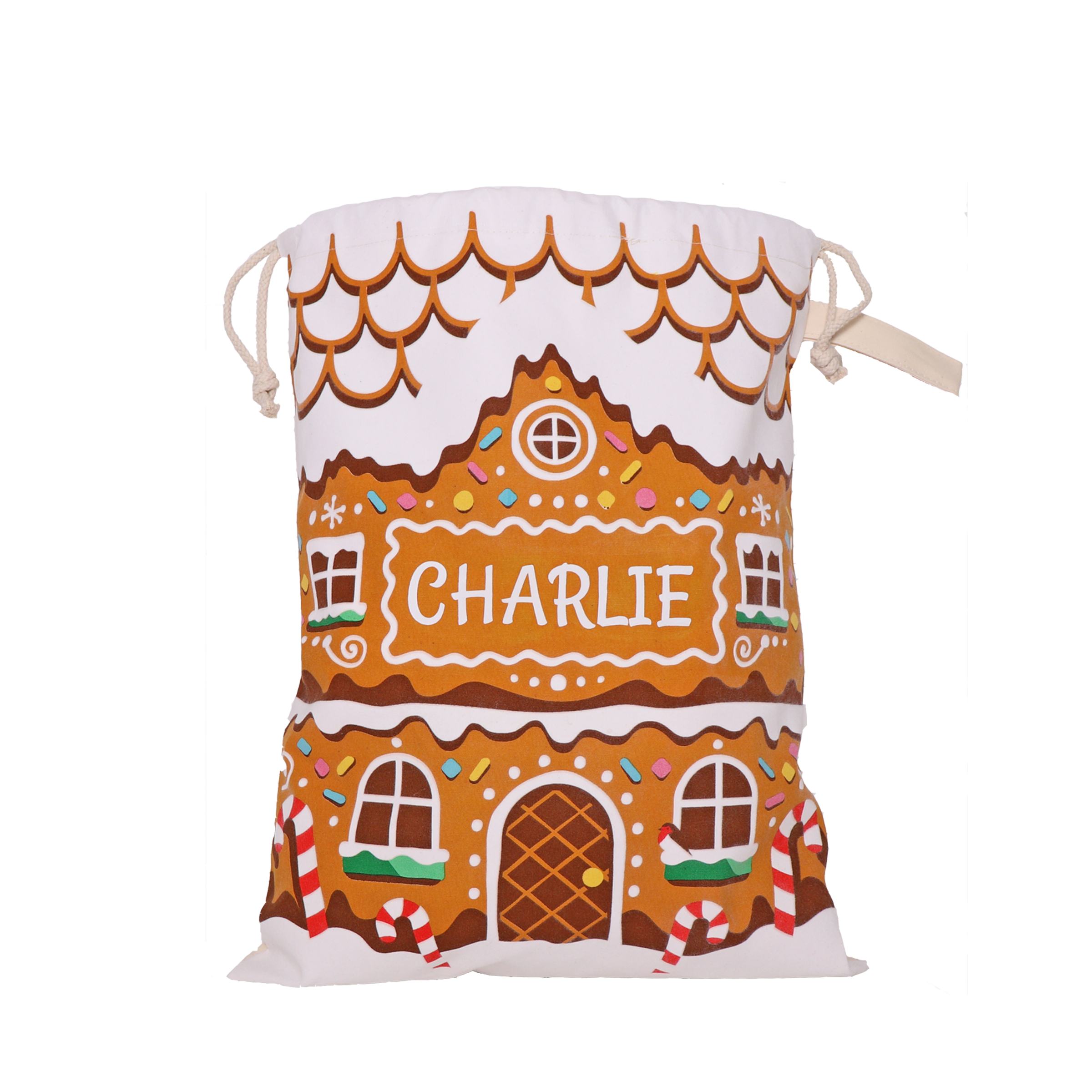 Gingerbread House Cotton Sack, Personalisable