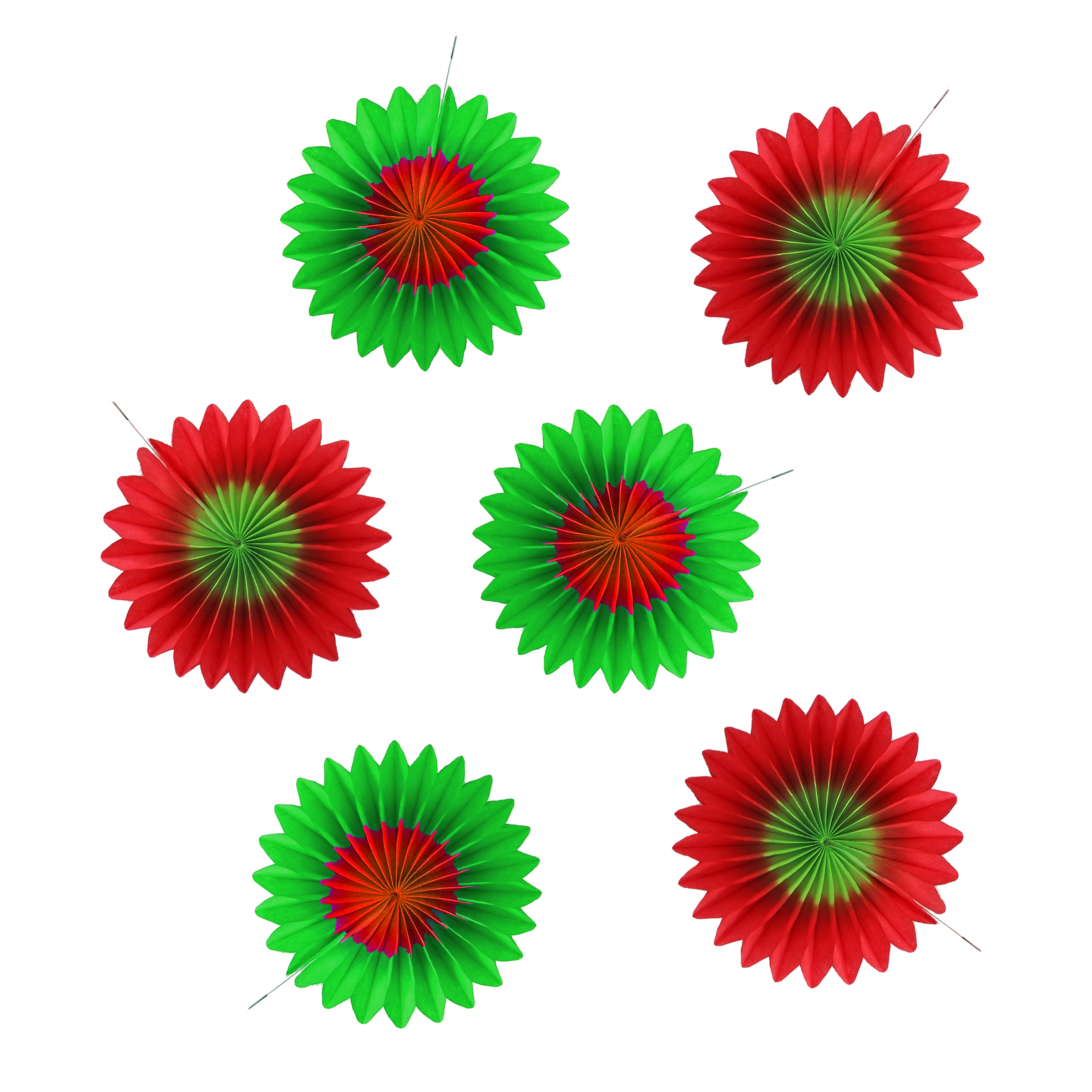 Mini Fan Red & Green 8cm, Set of 6
