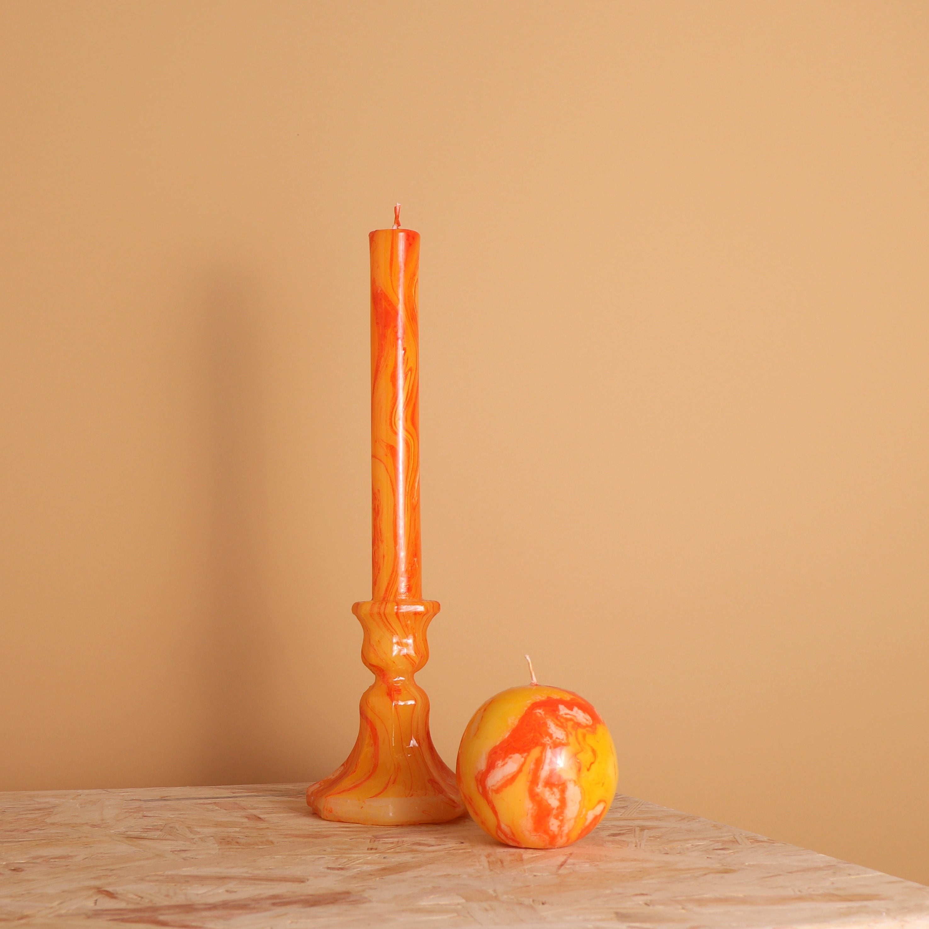 Marble Candlestick Orange