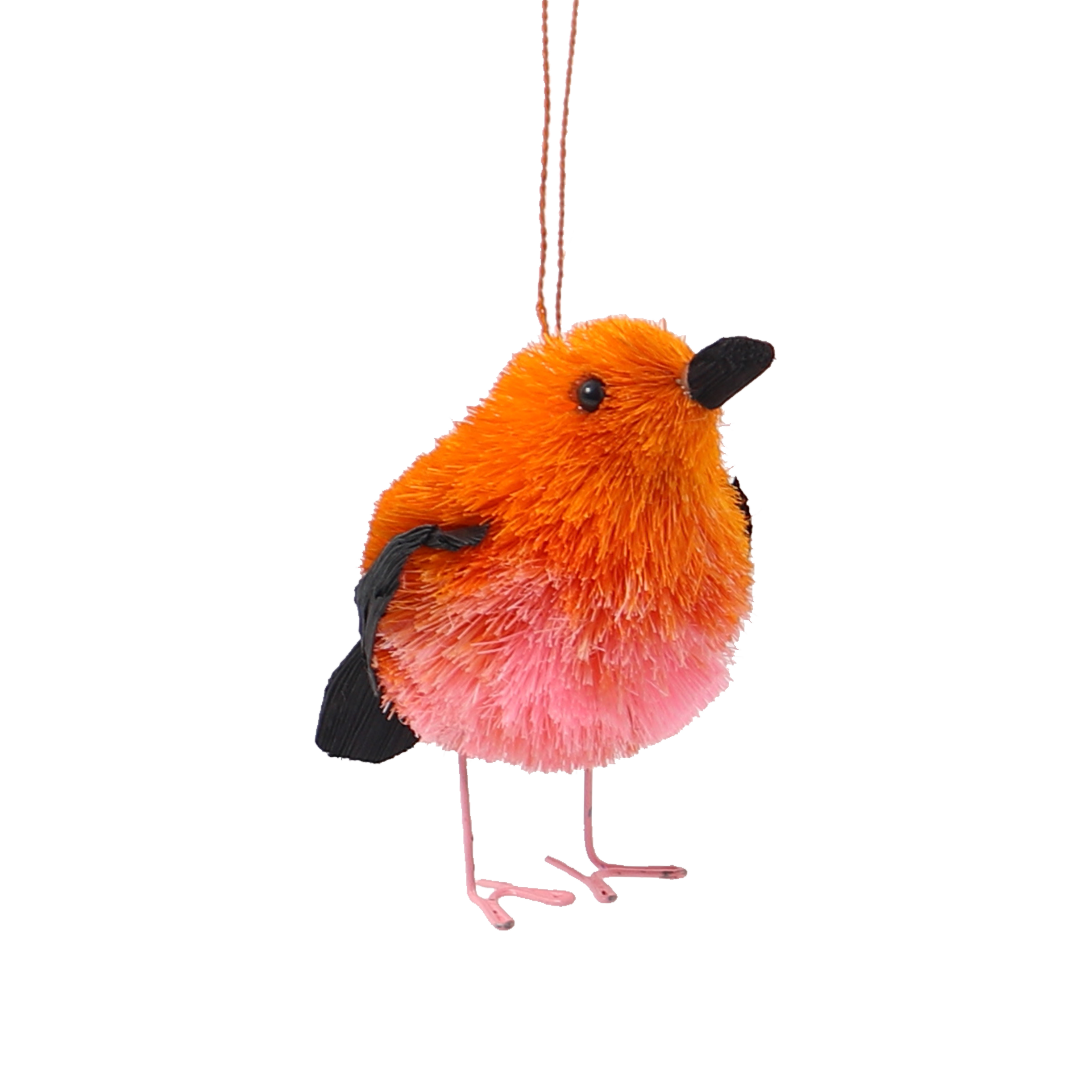Bristle Bird Pink Decoration, 9cm