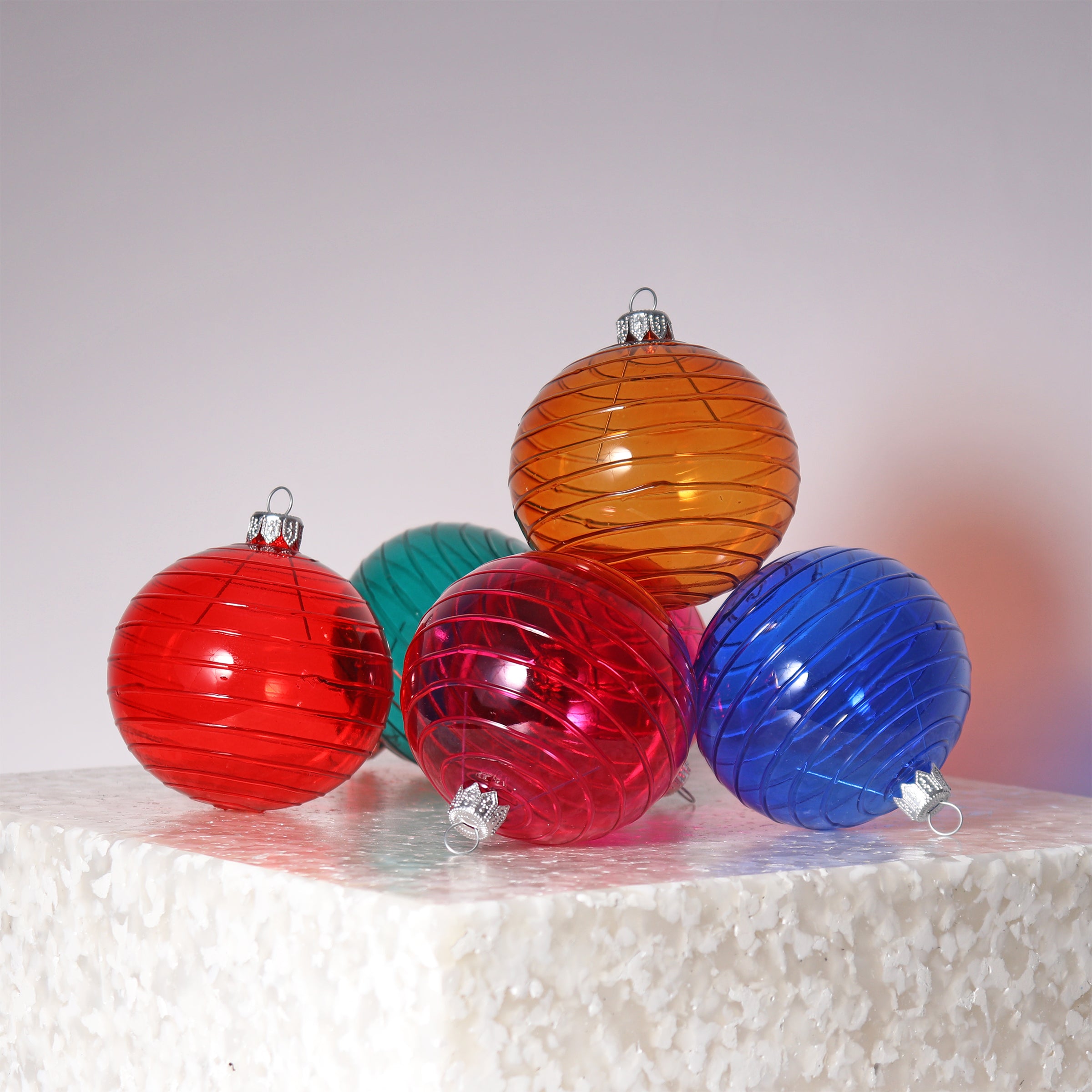 Cut Glass Style Horizontal Bauble, 8cm Ruby