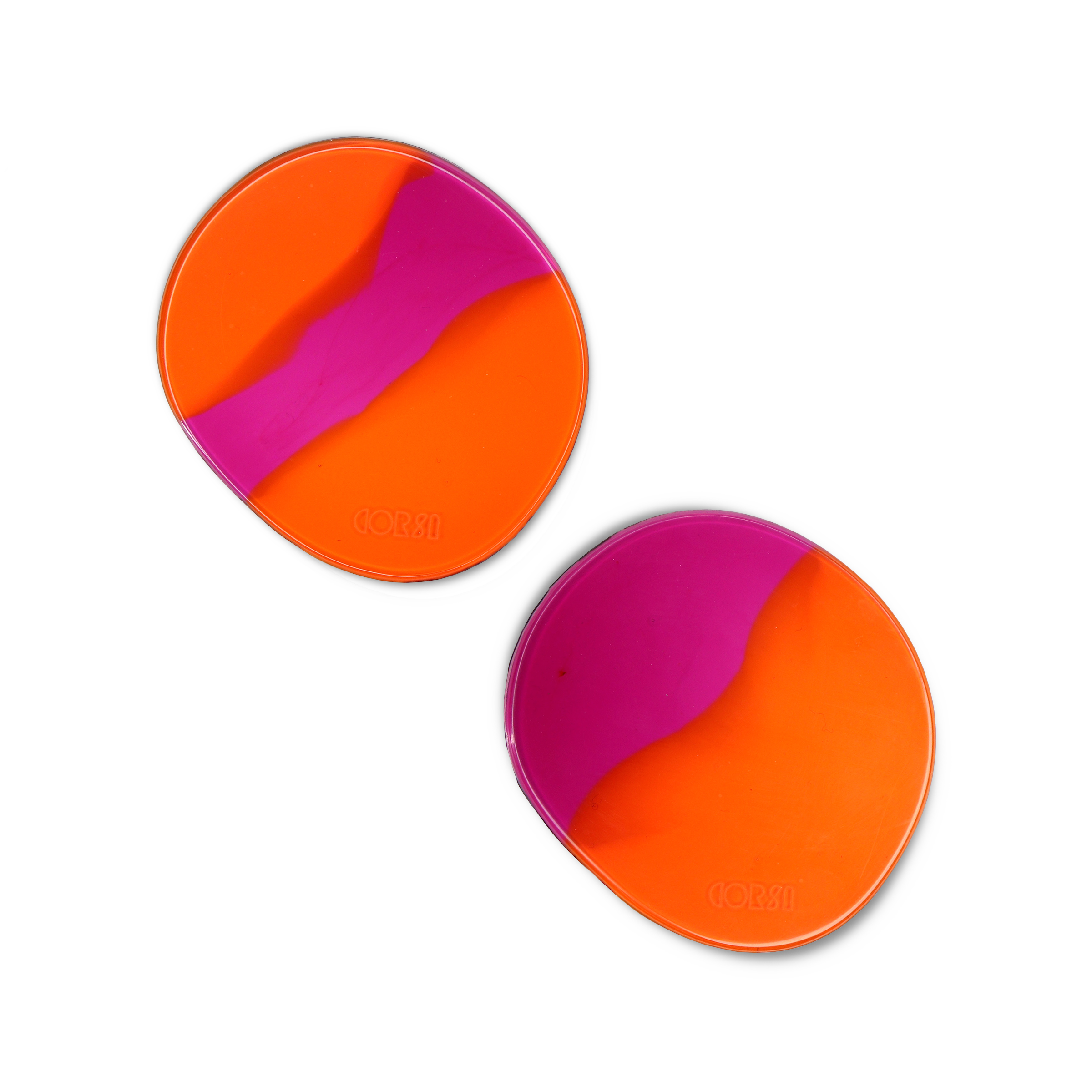 Resin Coaster Set of 2, Pink & Orange