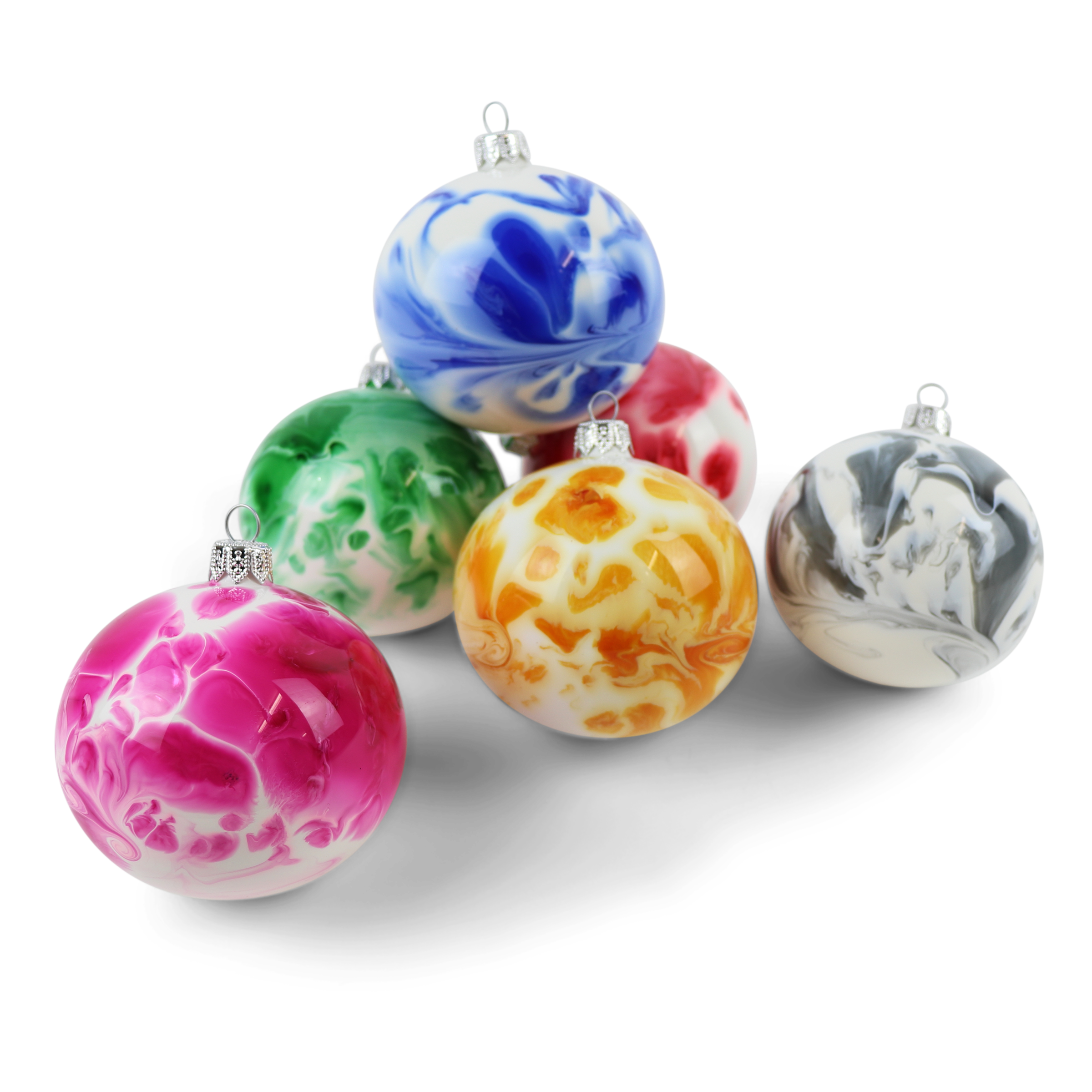Marble Effect Bauble, 8cm Pink
