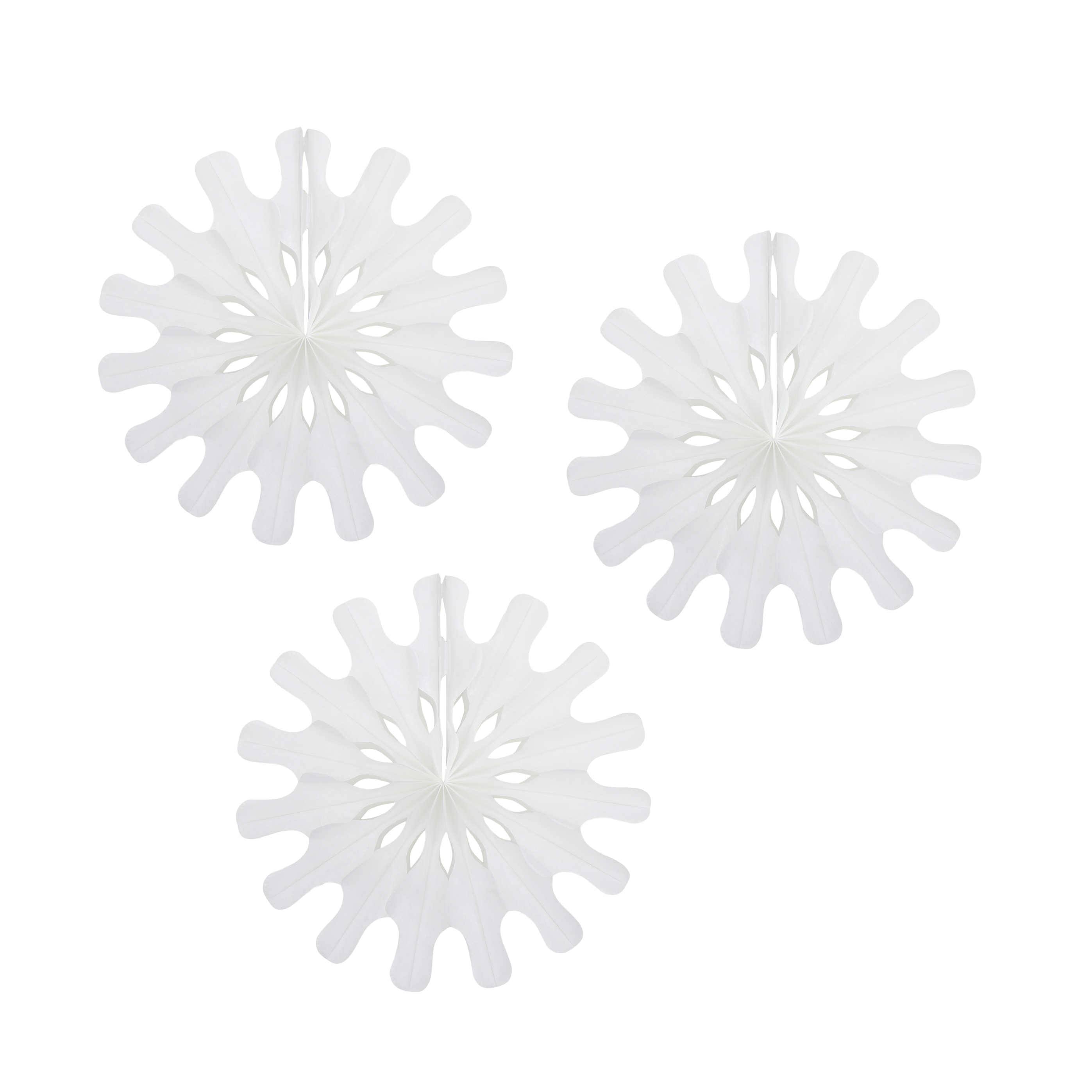 Modern Snowflake Fan 20cm White, Pack of 3
