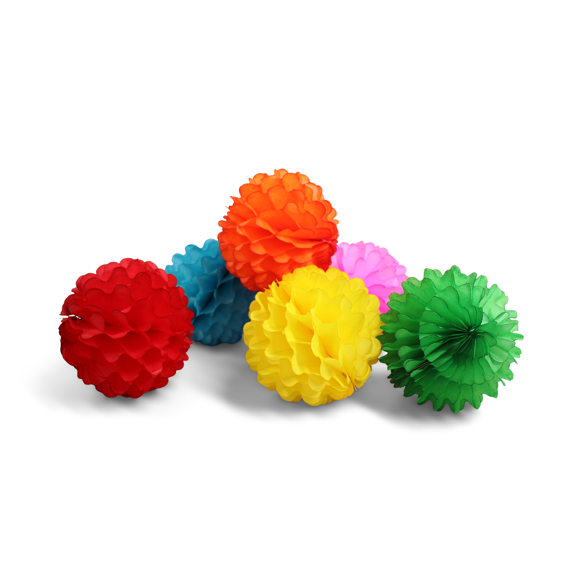 Puff Ball 10cm Rainbow, Set of 6