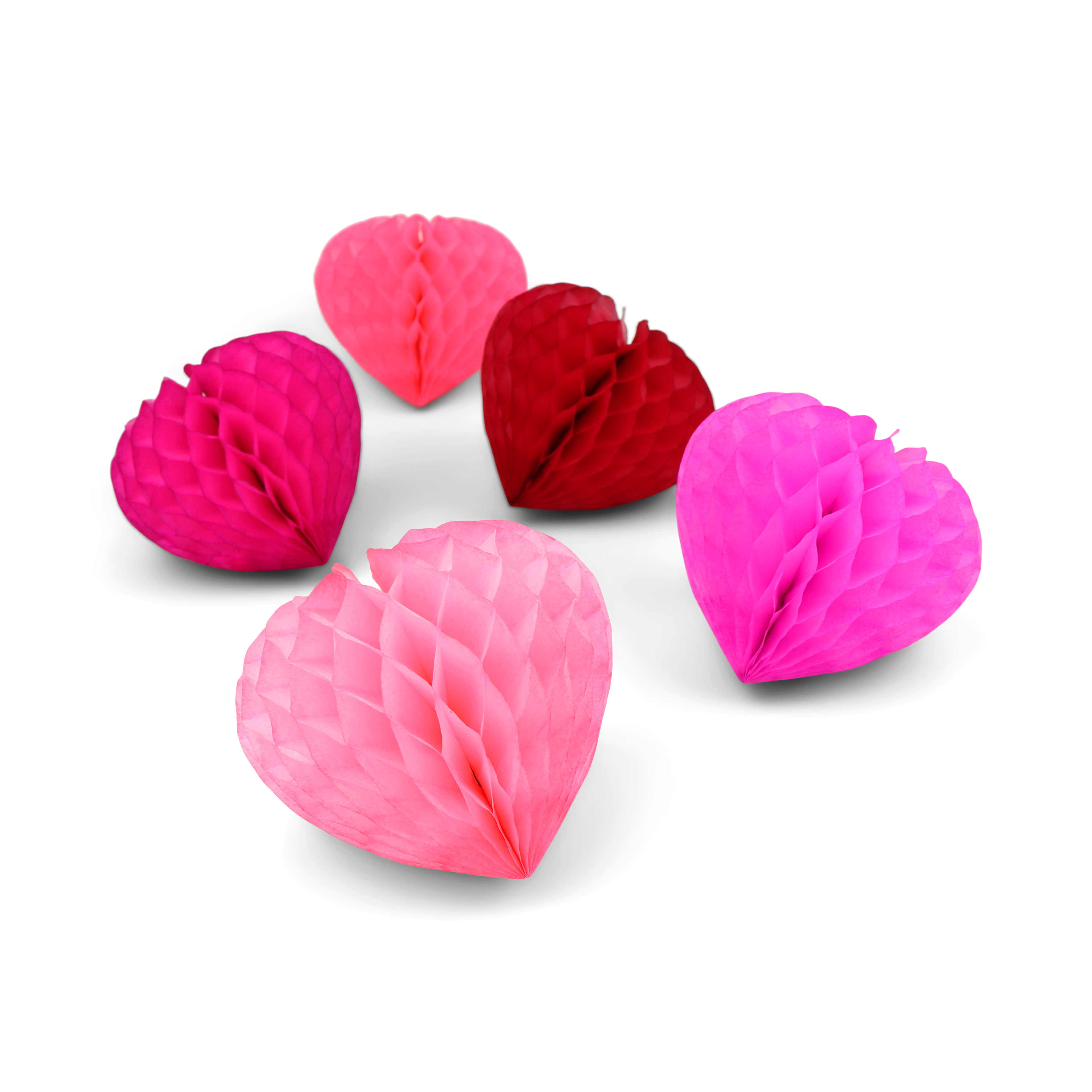 Honeycomb Heart 10cm Pinks, Set of 5