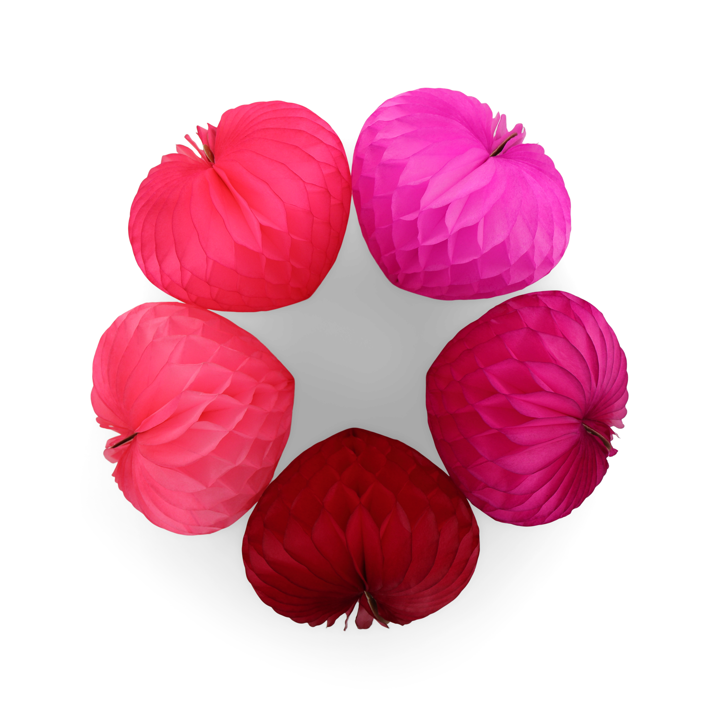 Honeycomb Heart 10cm Pinks, Set of 5
