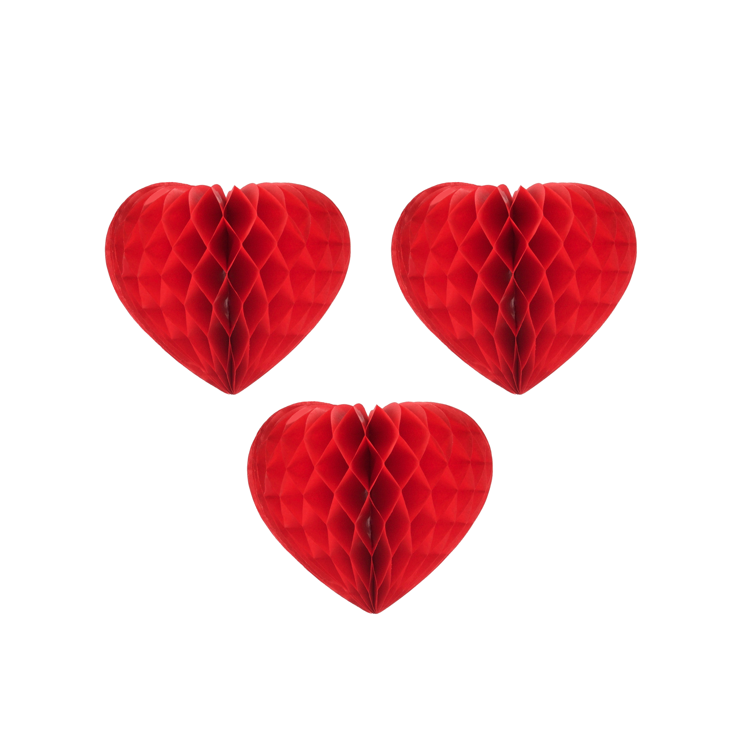 Honeycomb Heart 10cm Red, Pack of 3