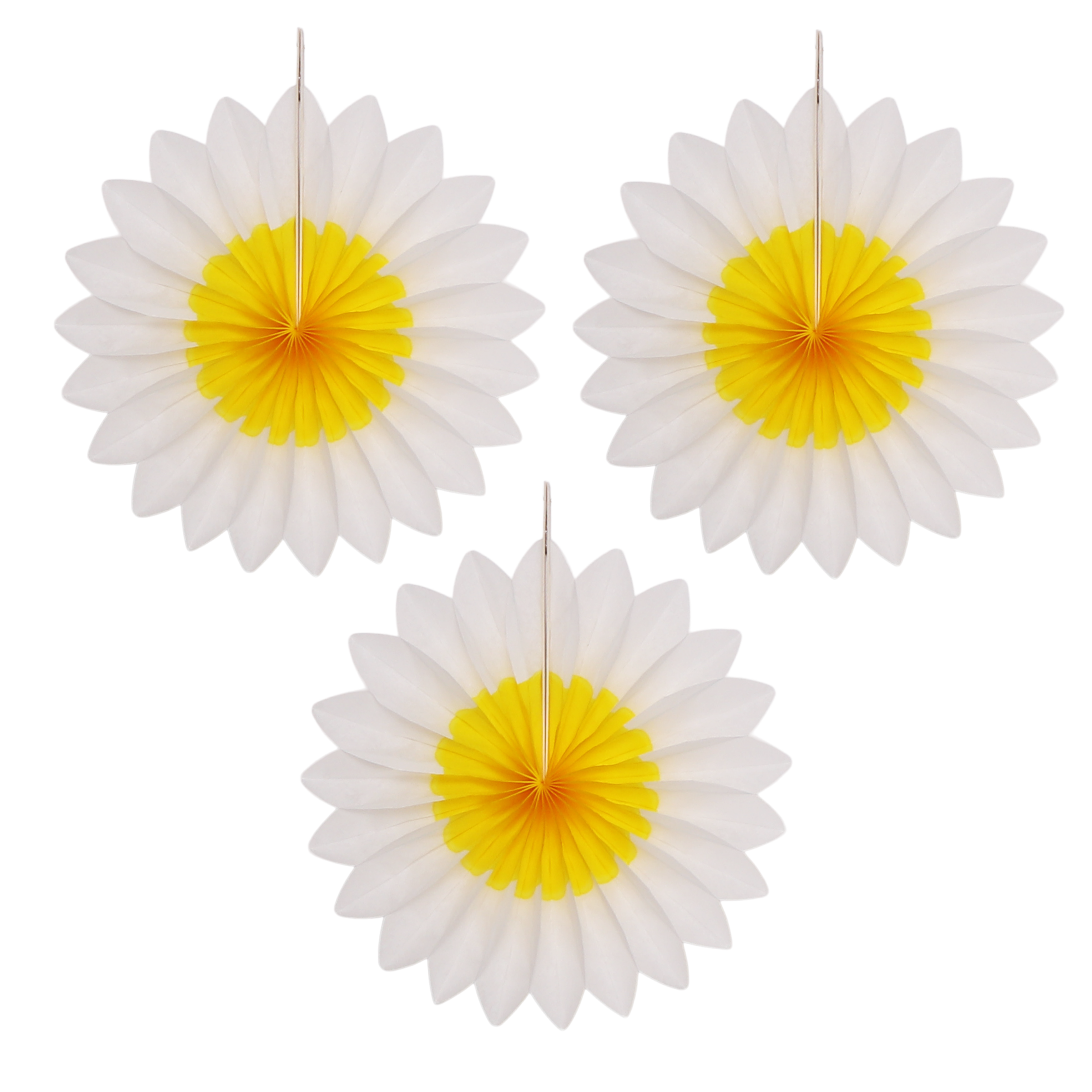 Flower Fan 15cm Daisy, Set of 3