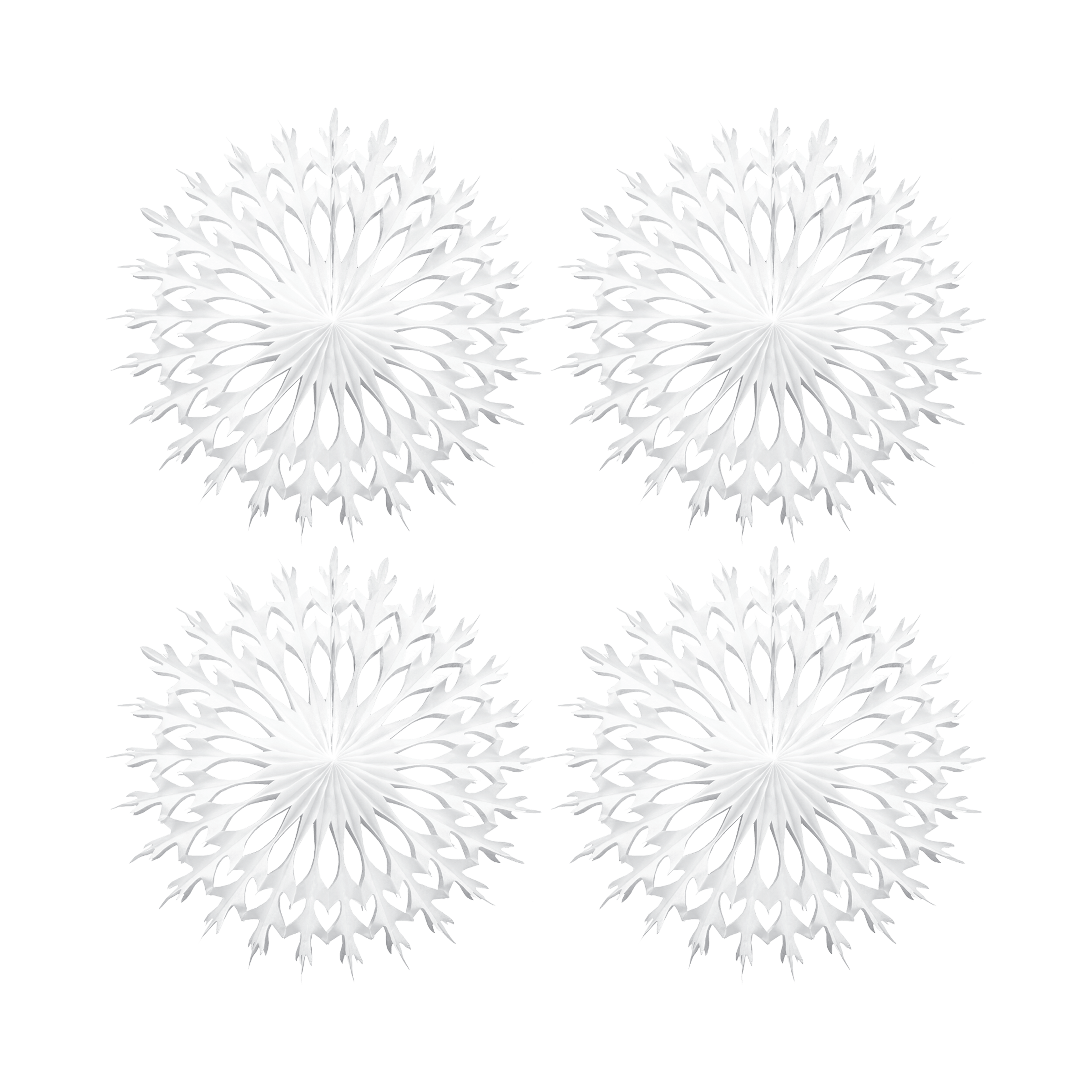 Dart Snowflake Fan 15cm, White Pack of 4