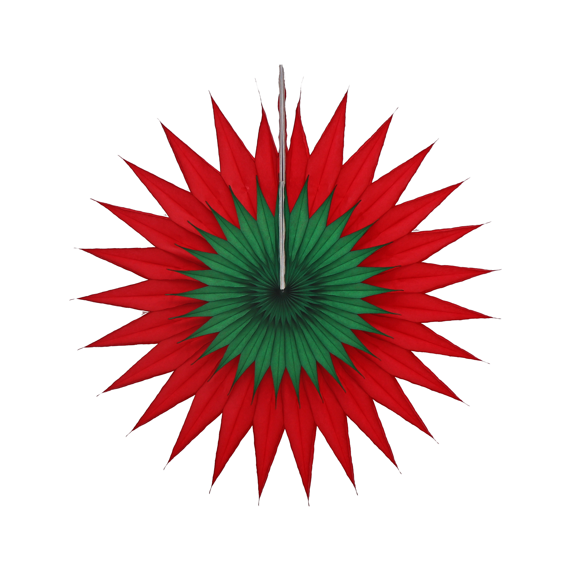 Pointed Duo Fan 30cm Red & Green