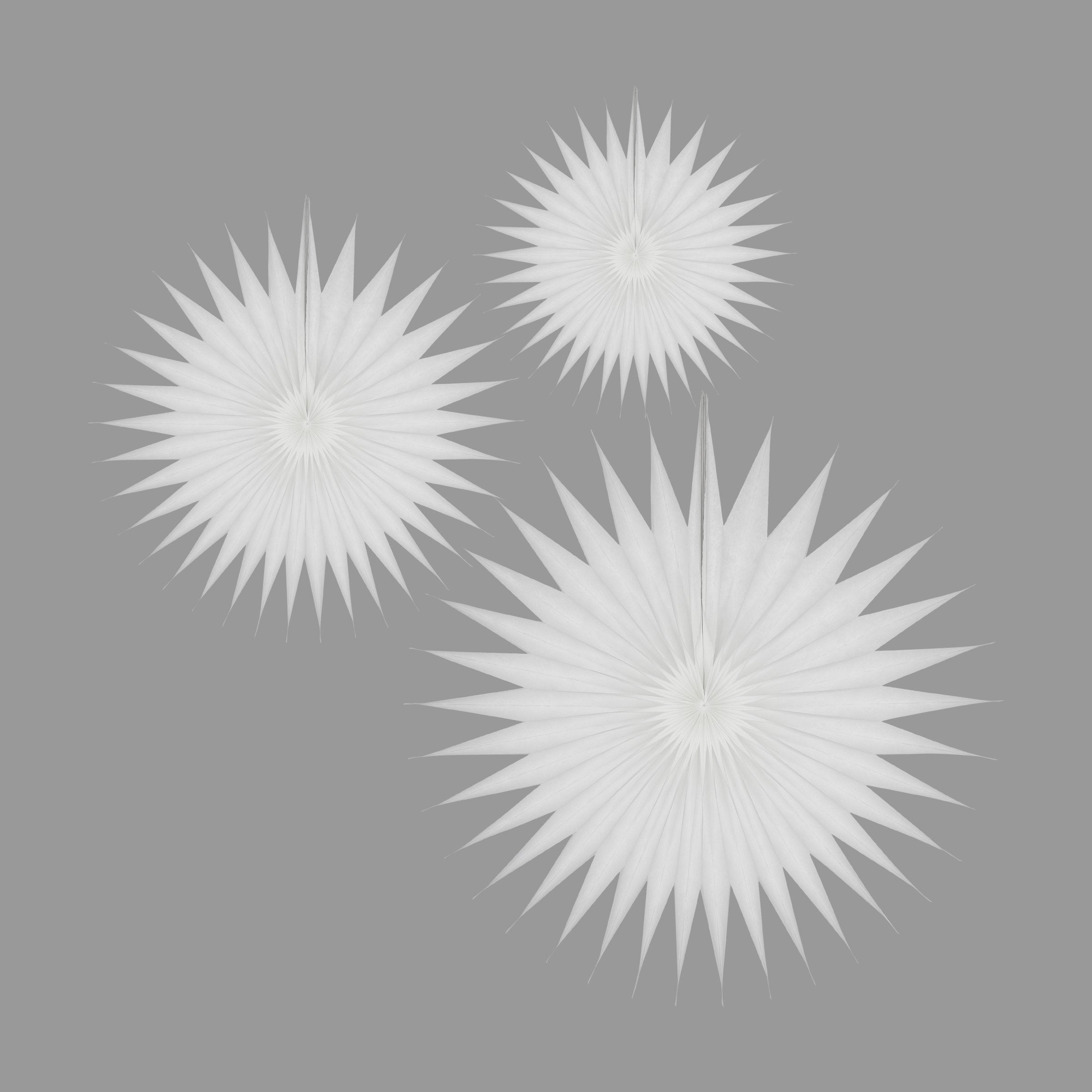 Pointed Snowflake Fan Trio White