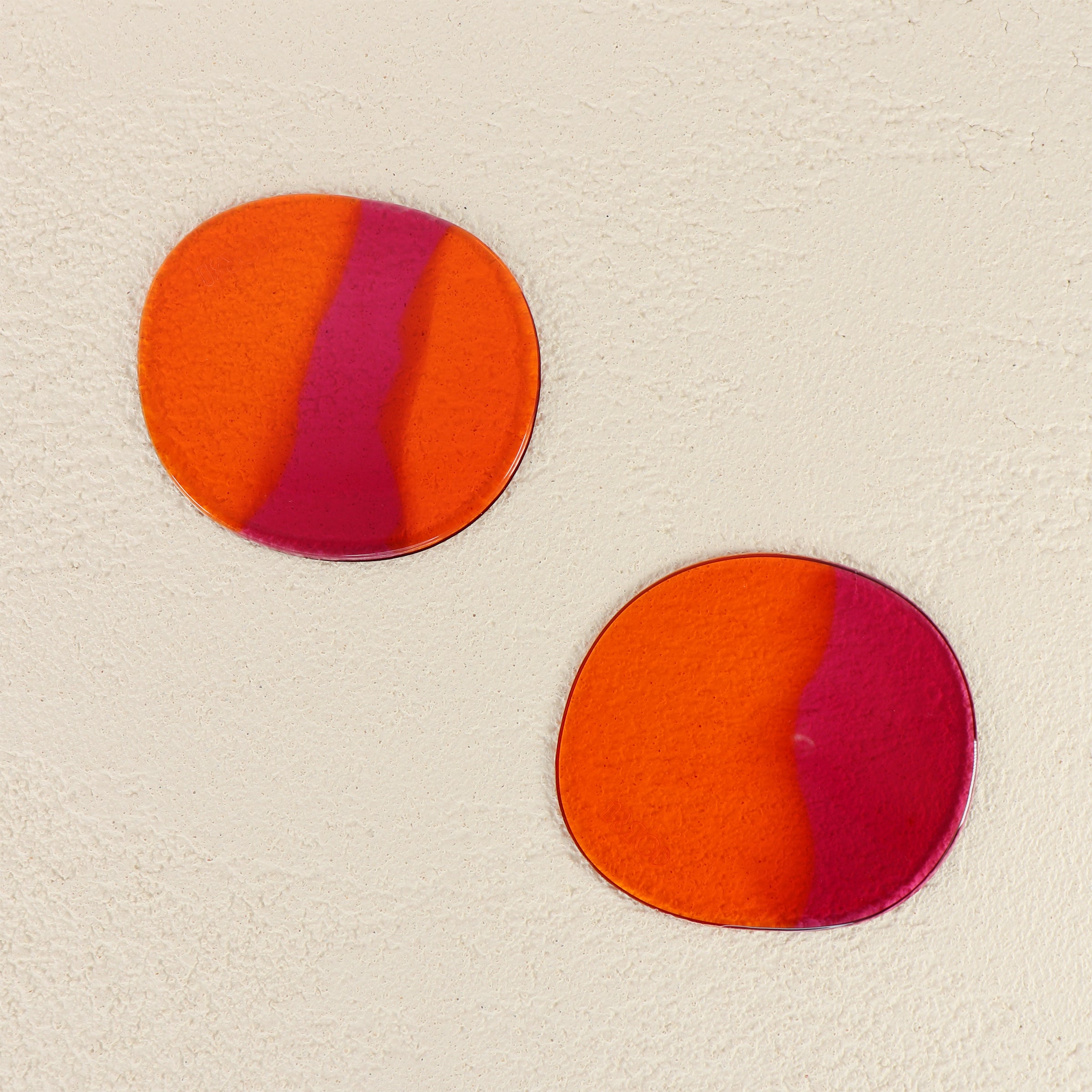 Resin Coaster Set of 2, Pink & Orange