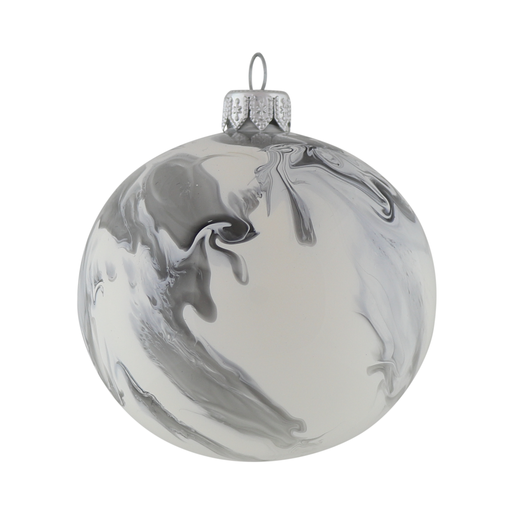 Marble Effect Bauble, 8cm Grey