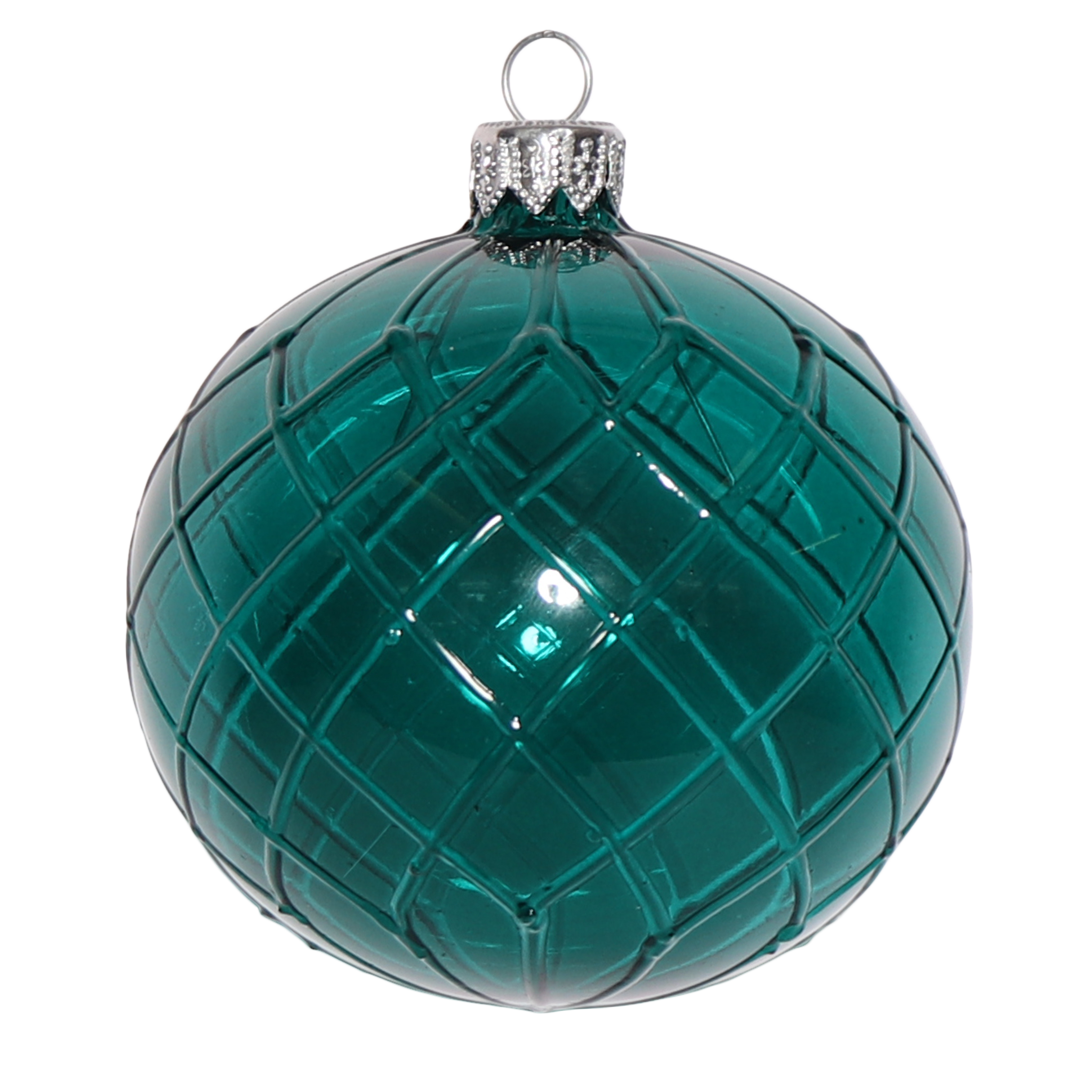 Cut Glass Style Bauble, 8cm Emerald
