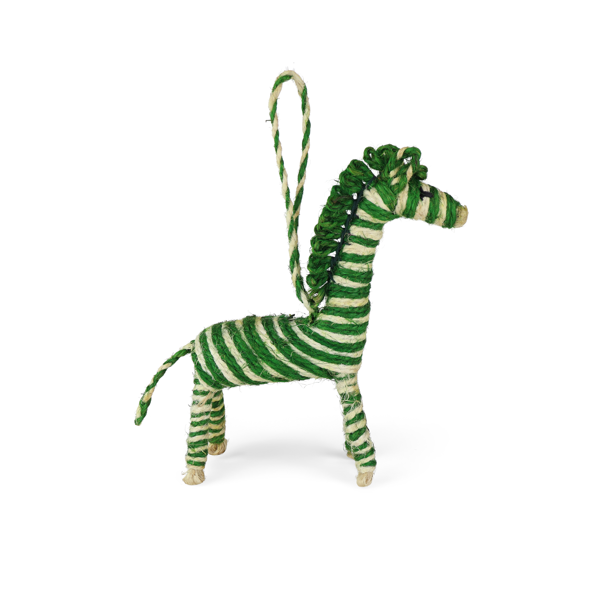 Jute Zebra Decoration, 15cm Green