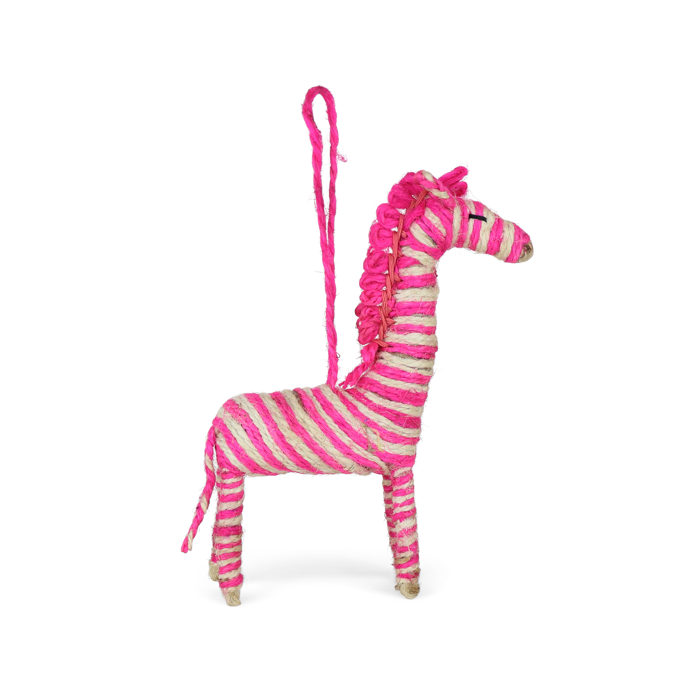 Jute Zebra Decoration, 15cm Pink