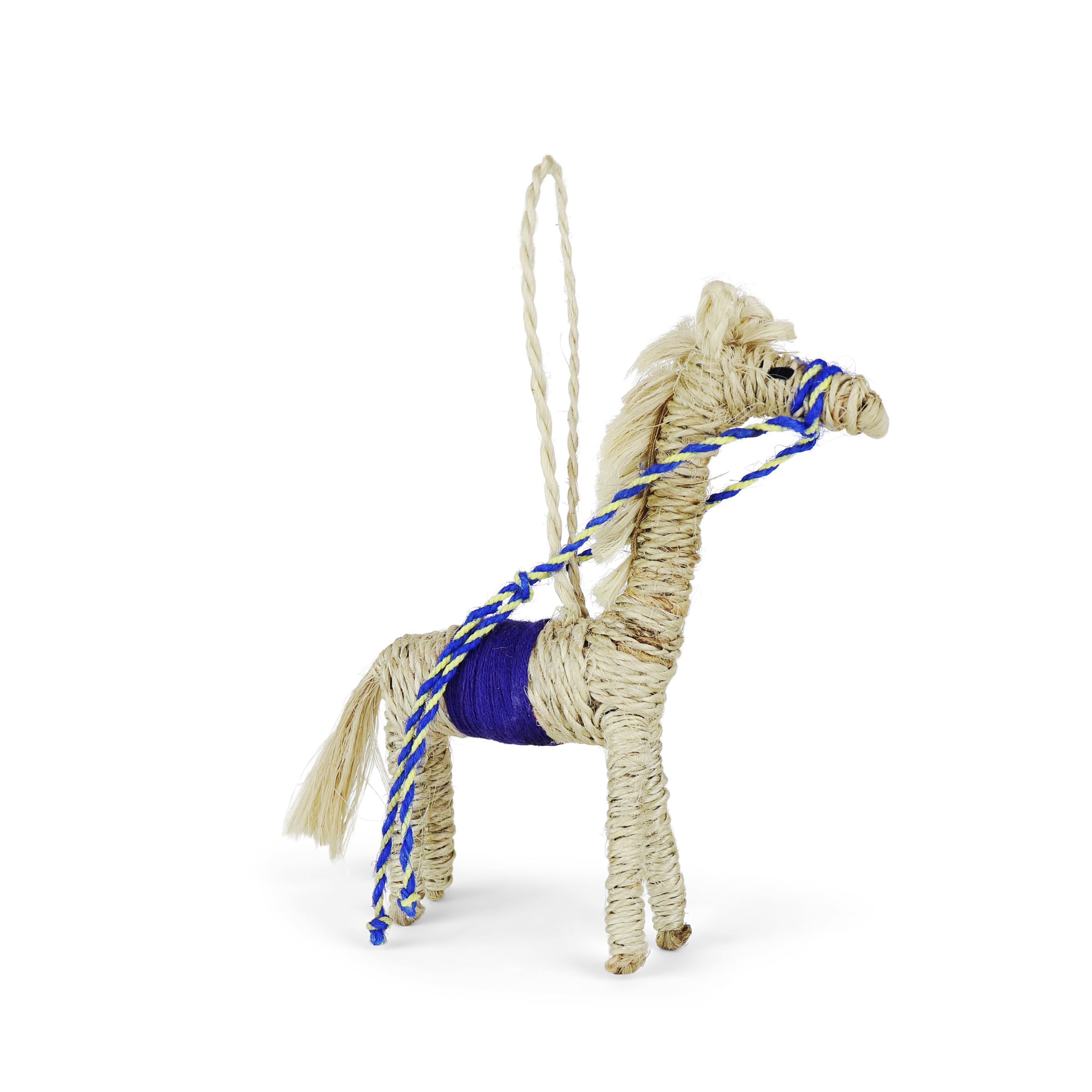 Jute Horse Decoration, 15cm Cobalt