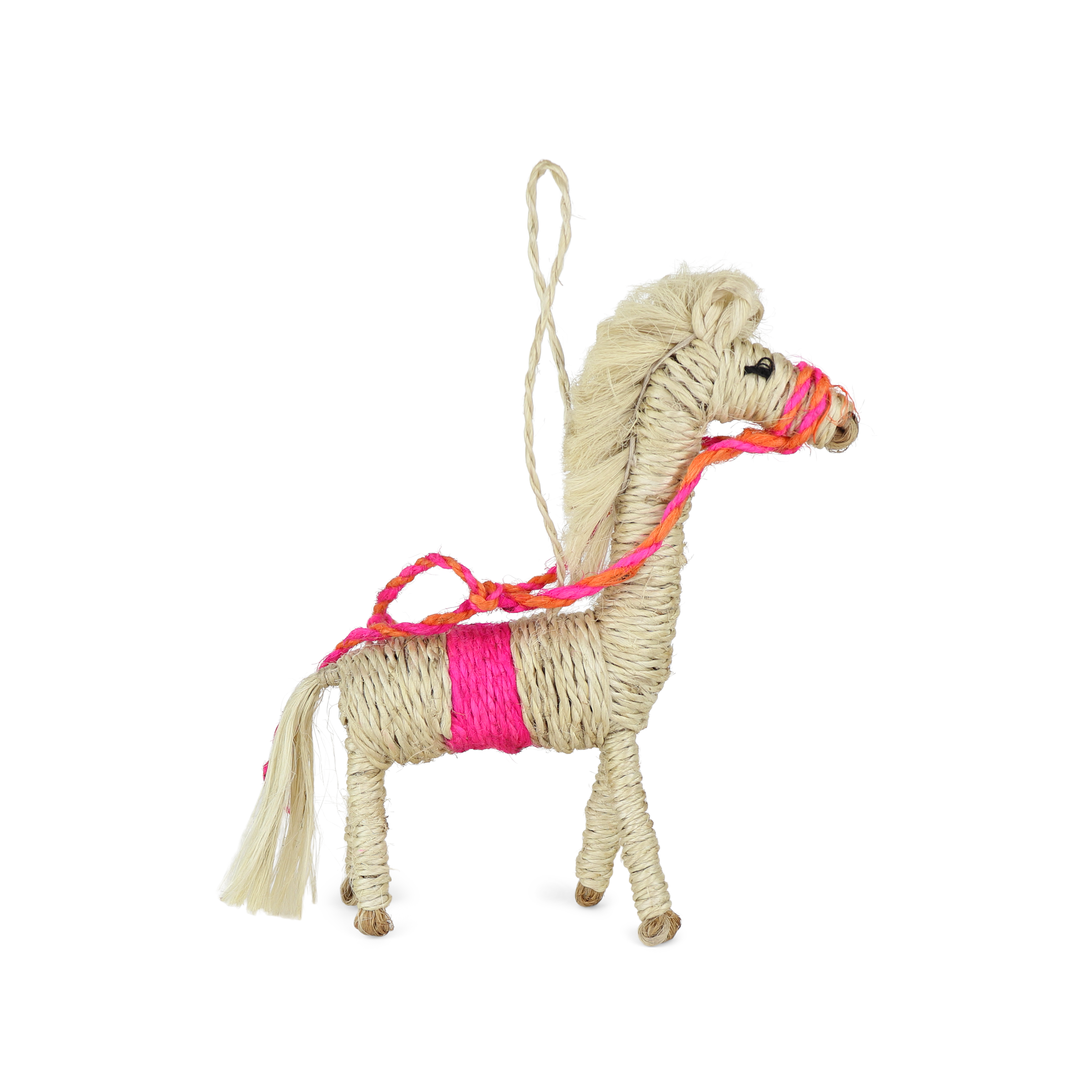 Jute Horse Decoration, 15cm Pink