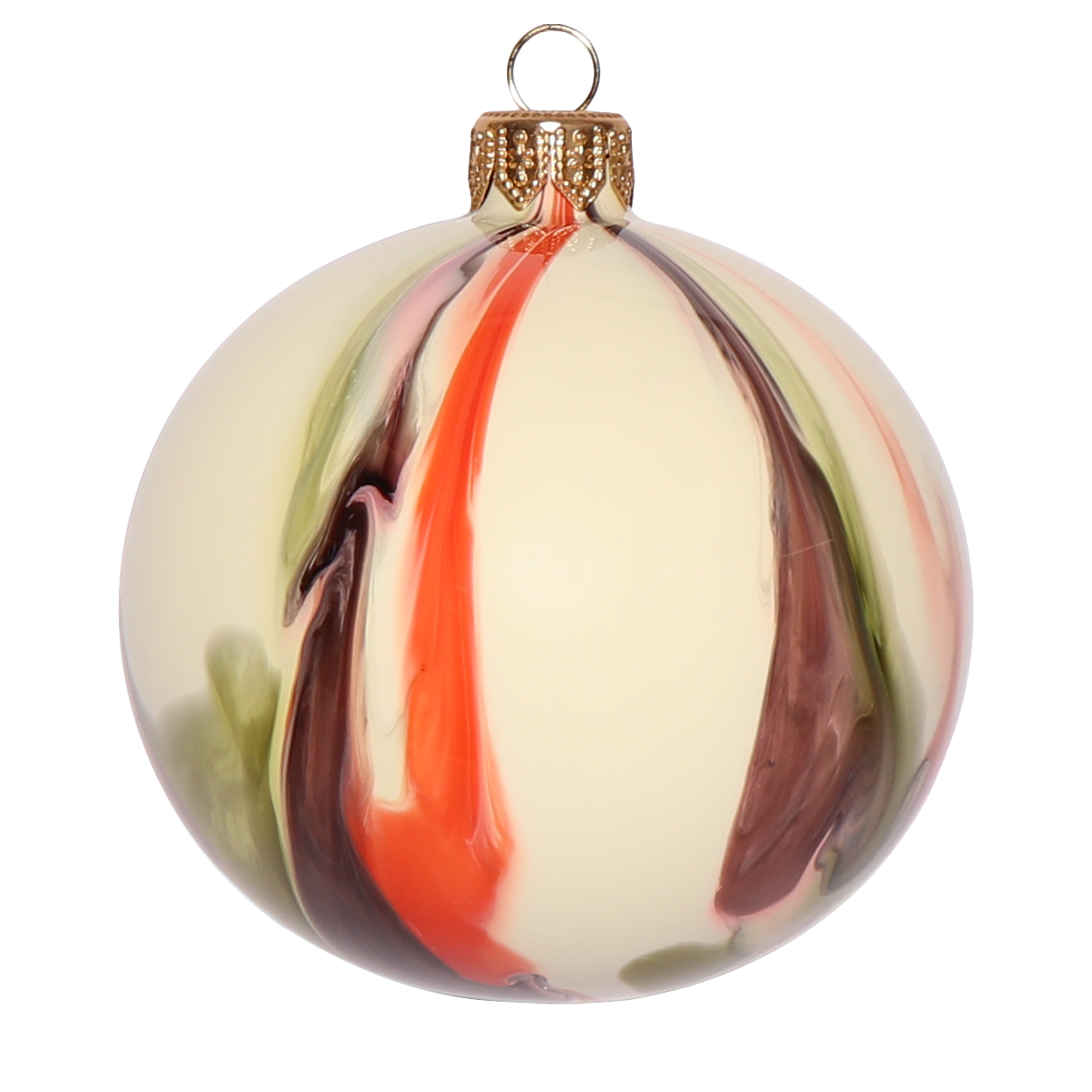 Marble Effect Bauble, 8cm Olive, Terracotta & Brown