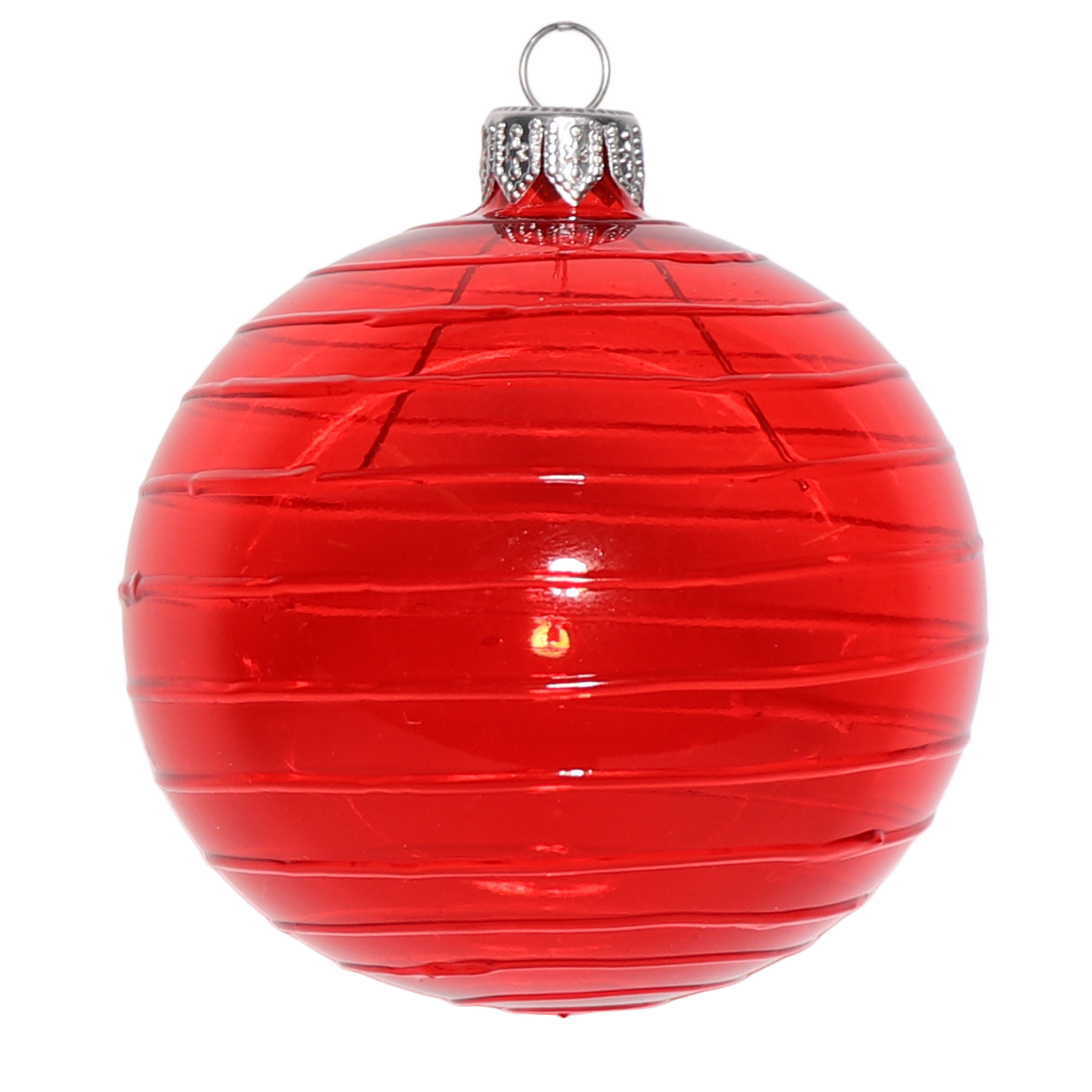 Cut Glass Style Horizontal Bauble, 8cm Ruby