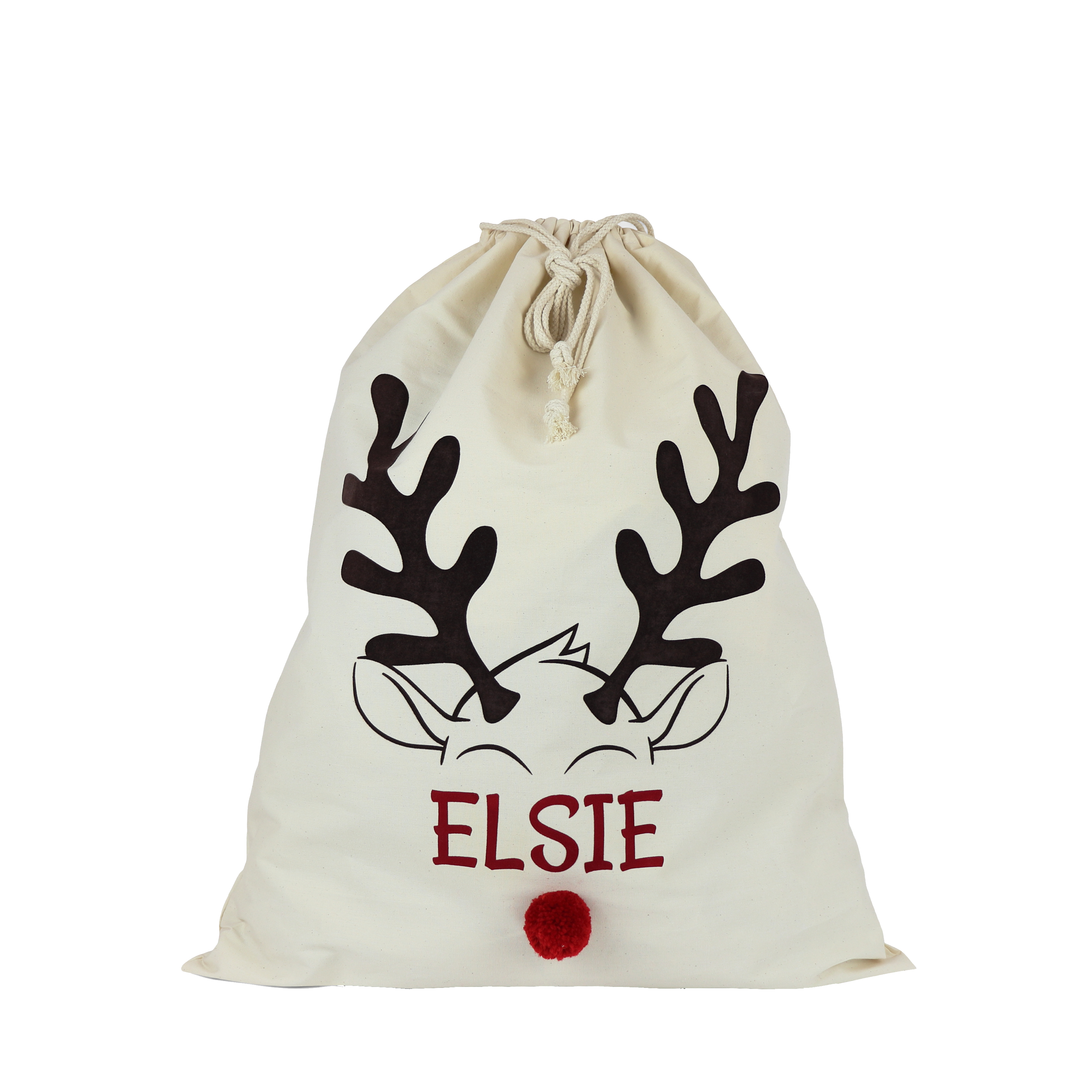 Reindeer Organic Cotton Sack, Personalisable