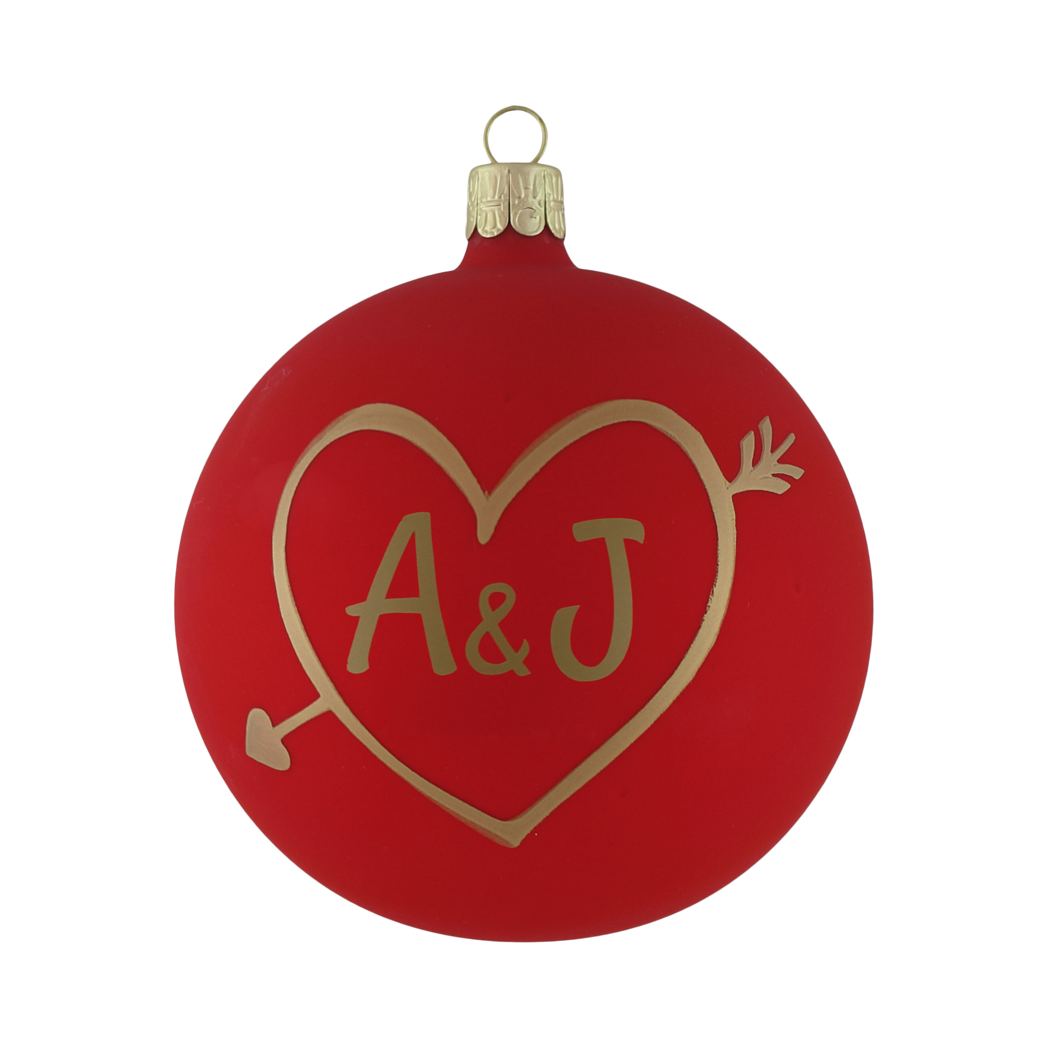 Love Heart Bauble Red & Gold, Personalisable