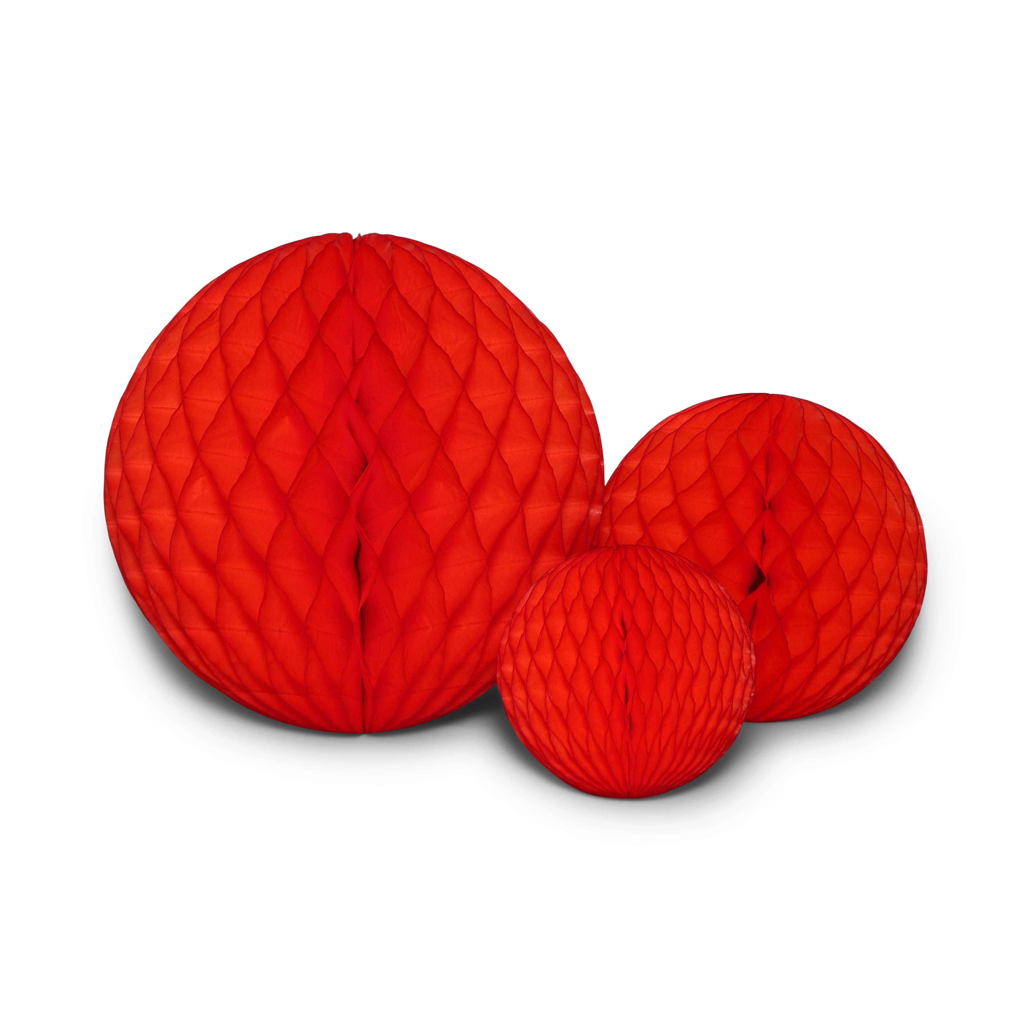 Honeycomb Ball Trio, Bright Red